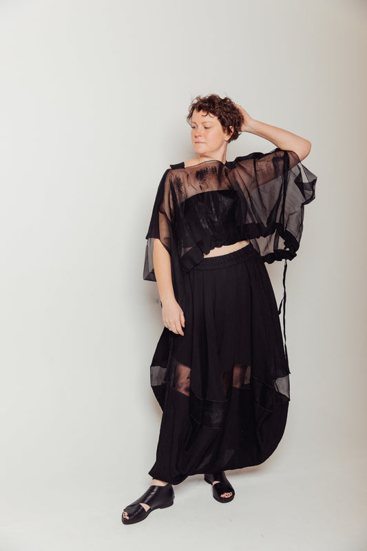 Hand-Painted Silk Organza Midnight Topper