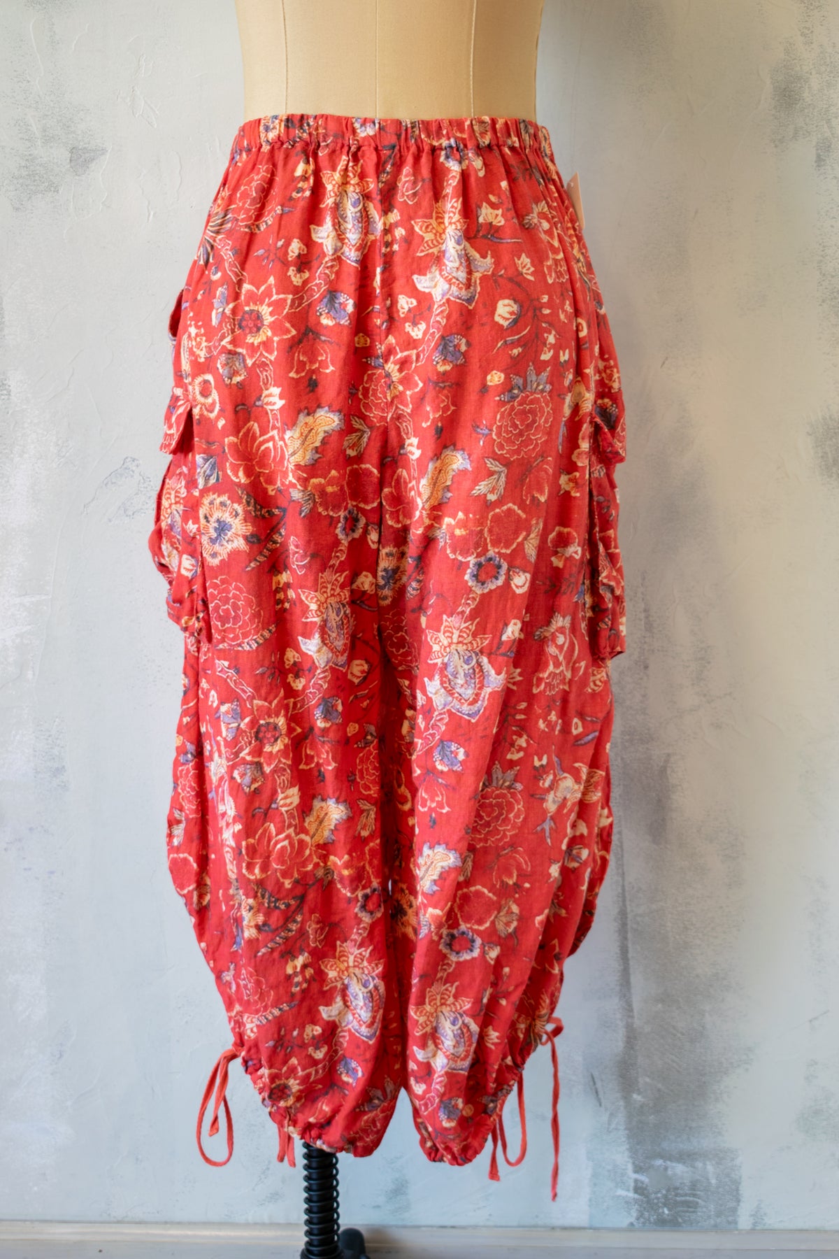 Krista Larson; Printed Linen Cargo Pant