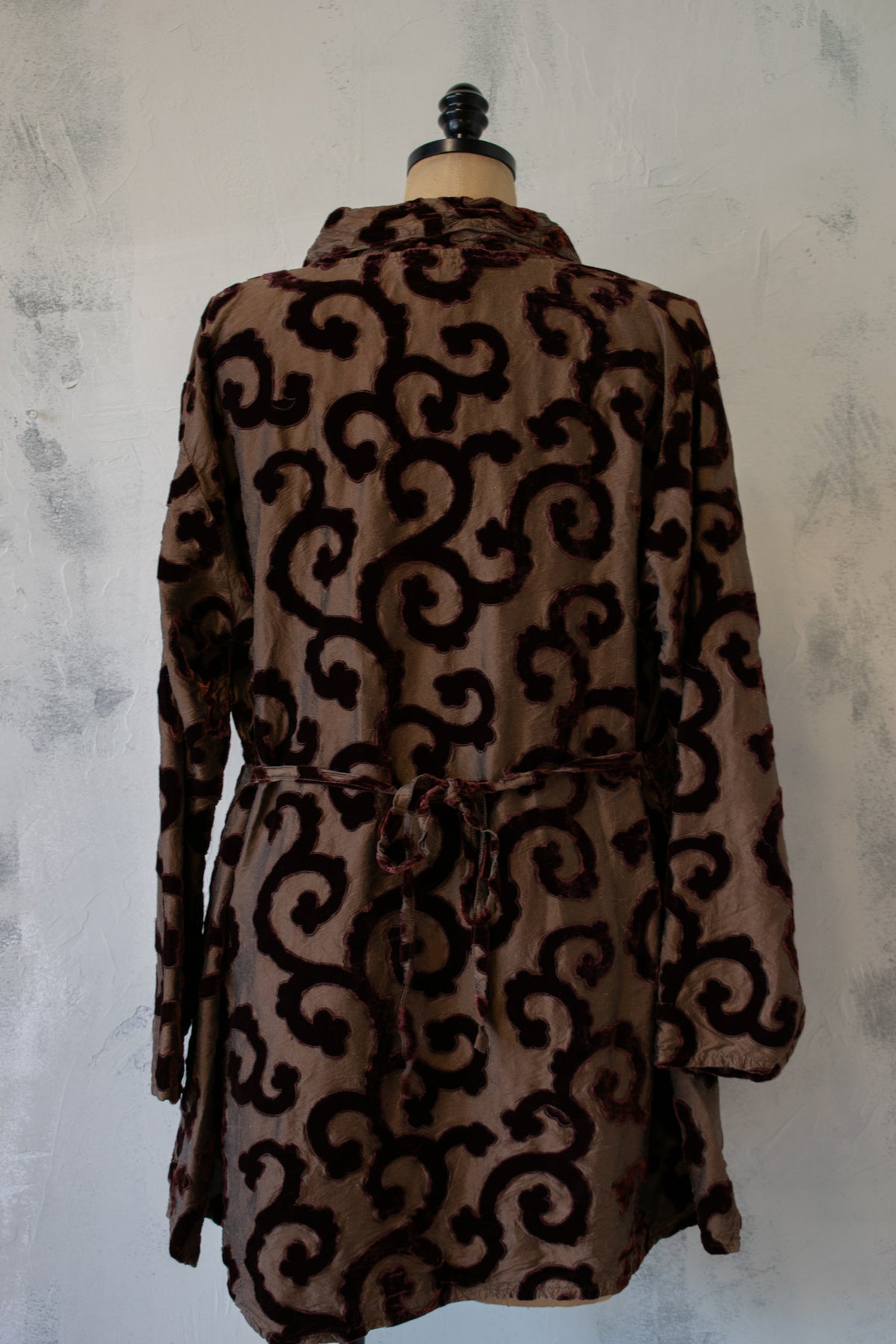 Krista Larson; Silk and Velvet Jacket Shirt in Brown