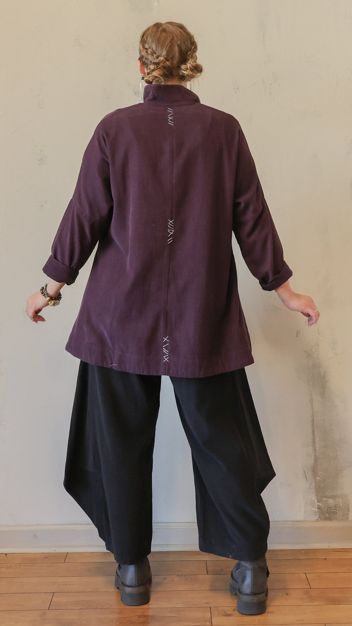 Plum Artistic Button-Up Tunic