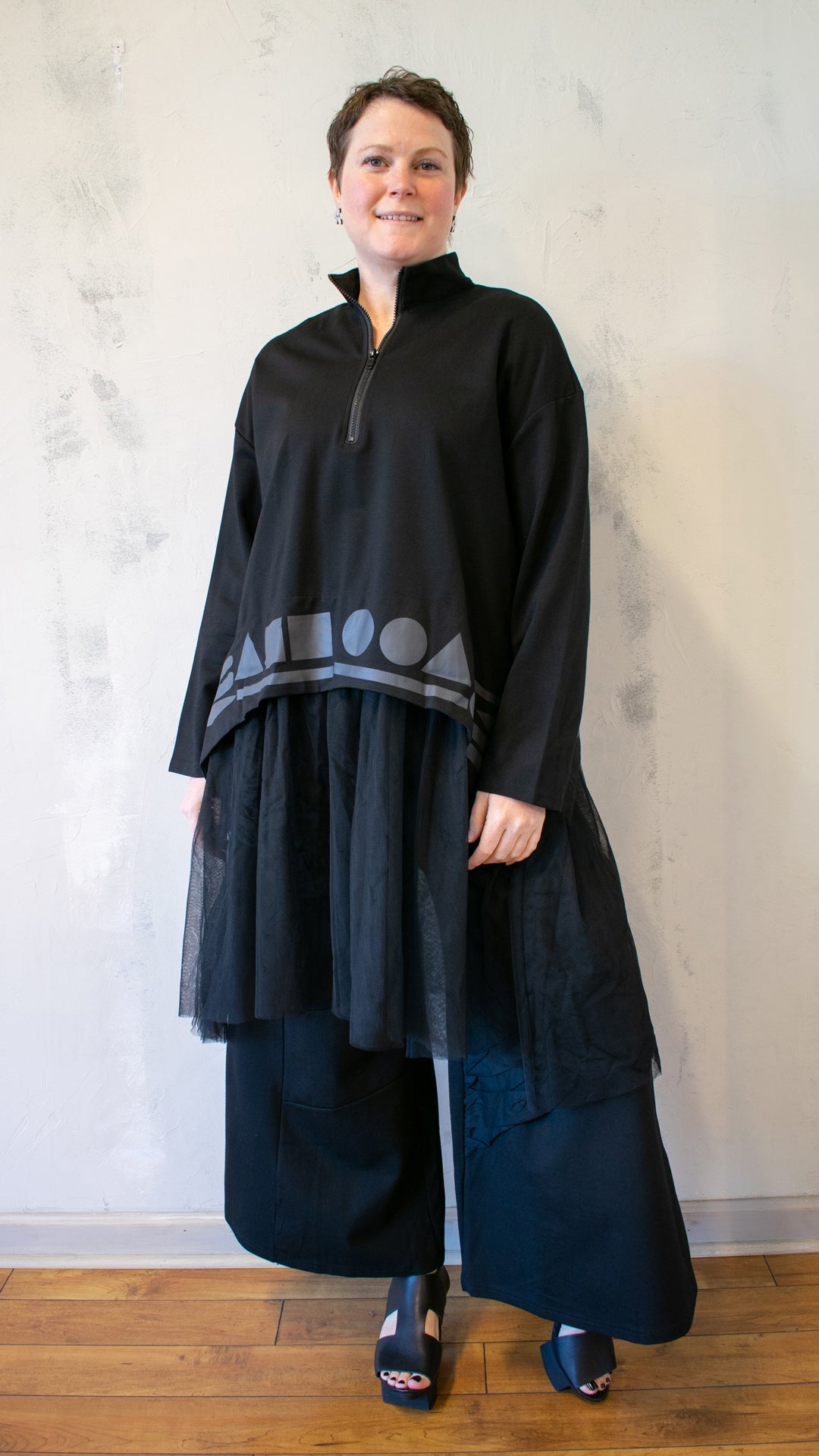 Tulle Hem Pullover