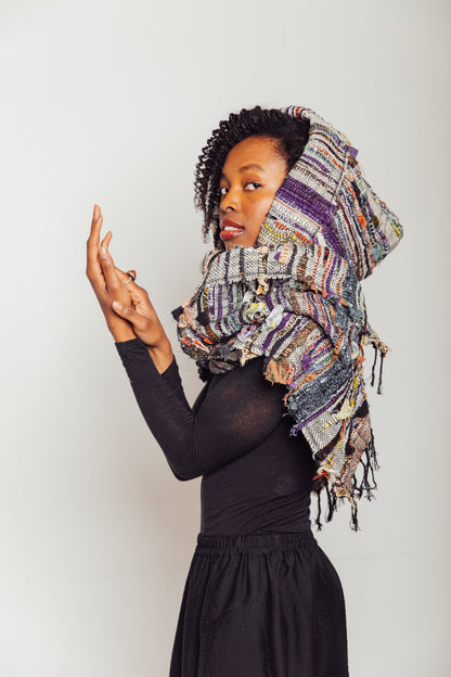 Studio-Woven Zero-Waste Hooded Scarf