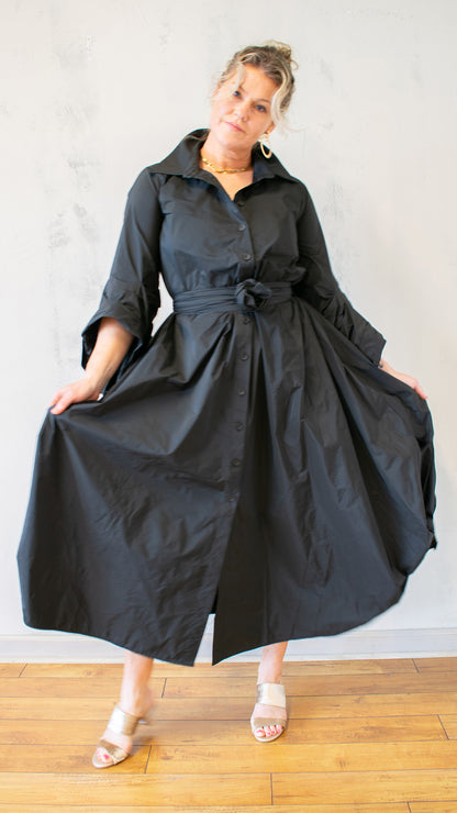 Taffeta Full Dress with Belt