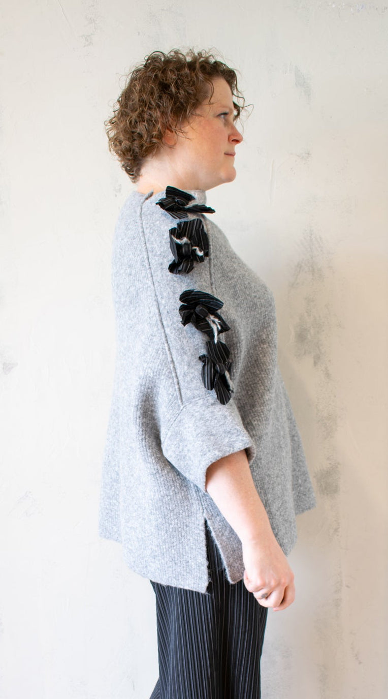 Flower Shoulder Batwing Sweater