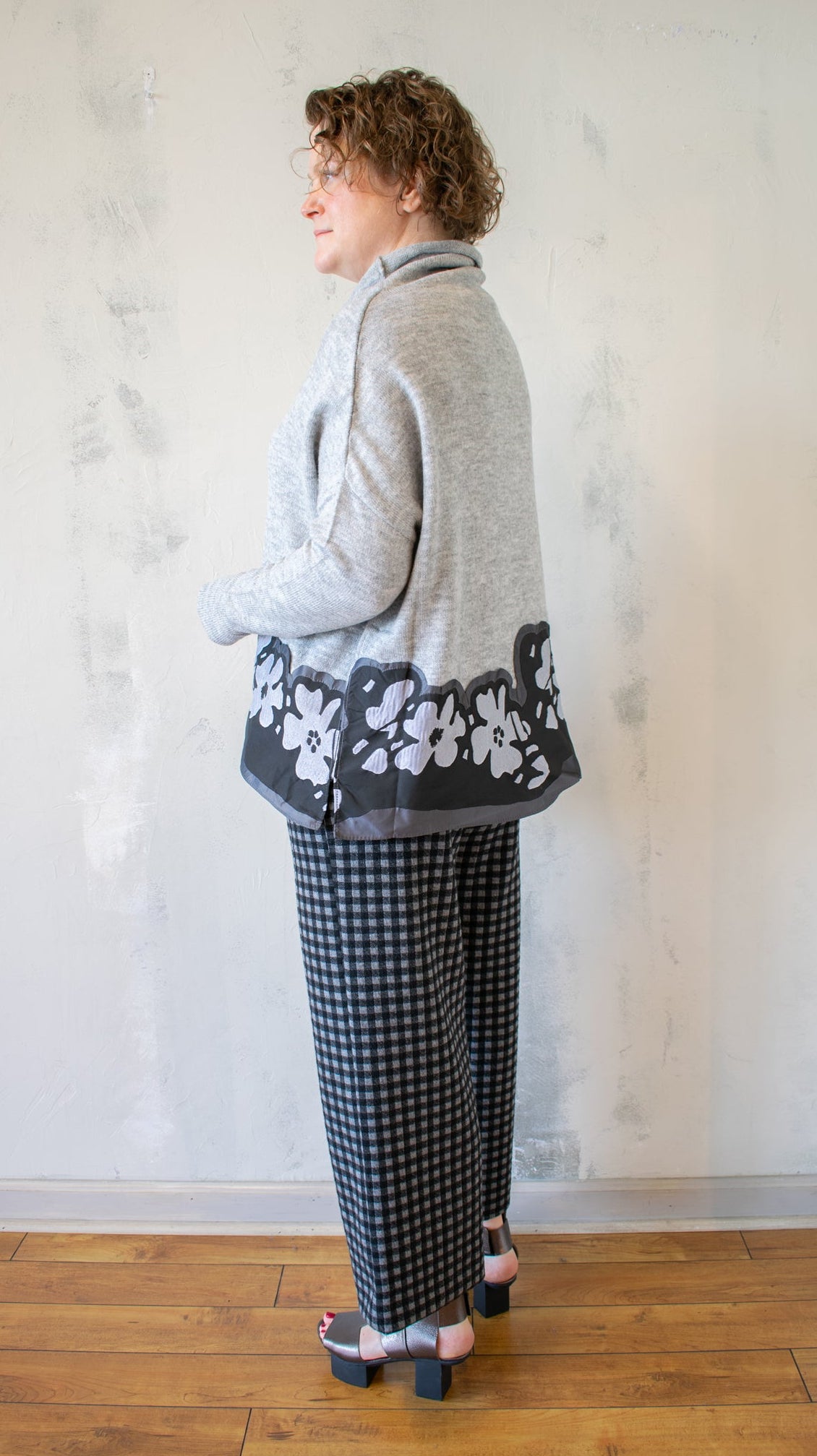 Floral Border Cowl Sweater