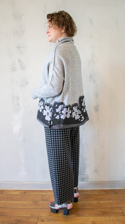 Floral Border Cowl Sweater