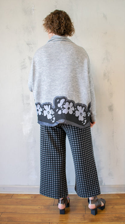 Floral Border Cowl Sweater