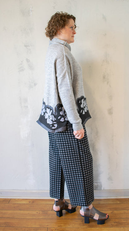 Floral Border Cowl Sweater