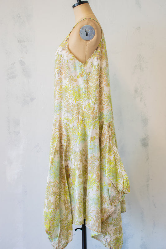 Krista Larson; Long Pinwheel Slip in Yellow Floral Woven Print