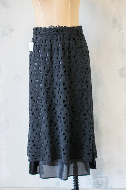 Ozai n Ku; Eyelet Knit Skirt Over Lining
