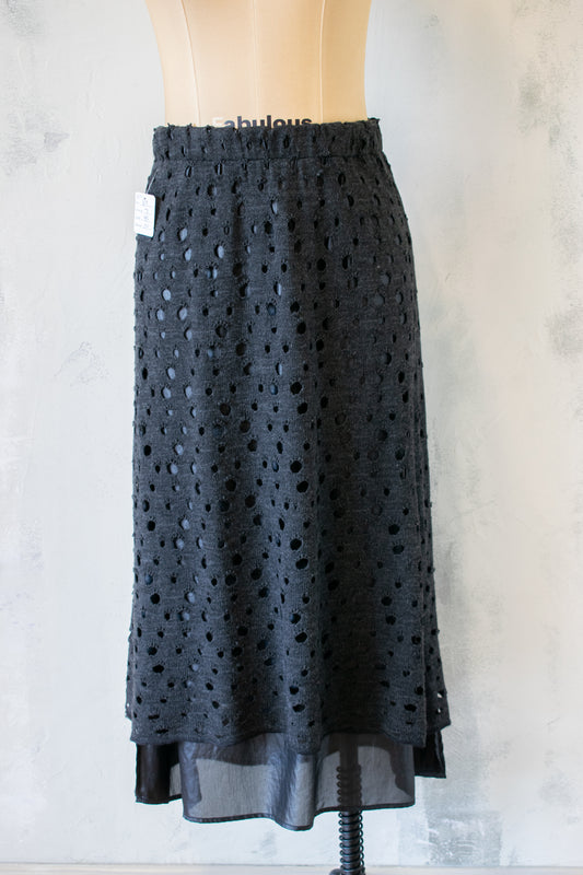 Ozai n Ku; Eyelet Knit Skirt Over Lining