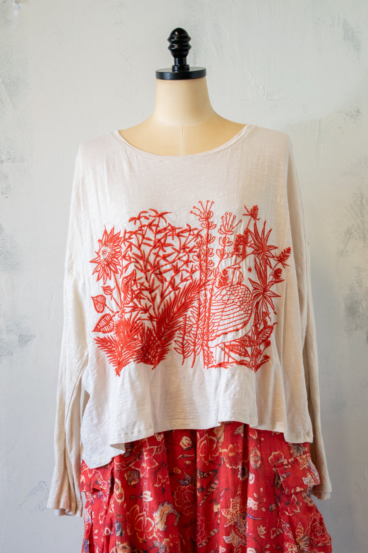 Krista Larson; Embroidered Crop Tee