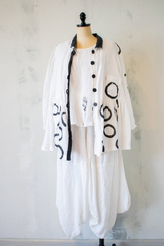 Mara Gibbucci; Black and White Linen Jacket