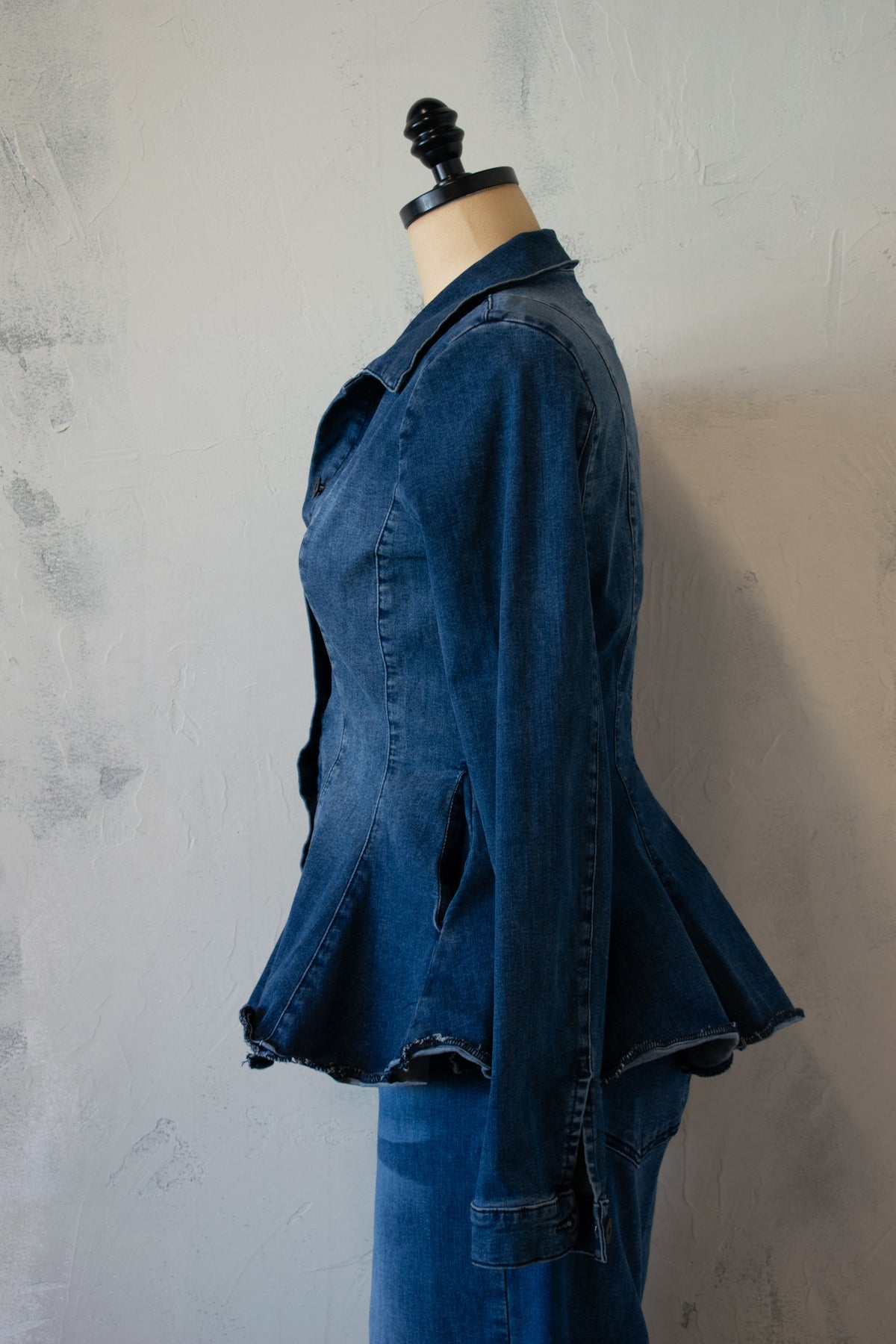 PLU: Peplum Stretch Denim Jacket
