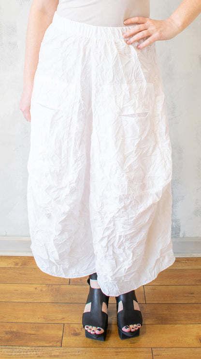 Crinkle Taffeta Pant in White