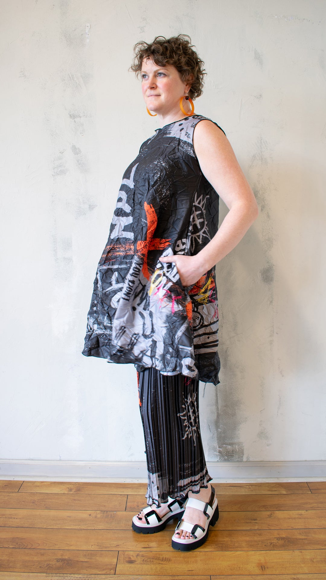 A-Line Tunic in Graffiti Black