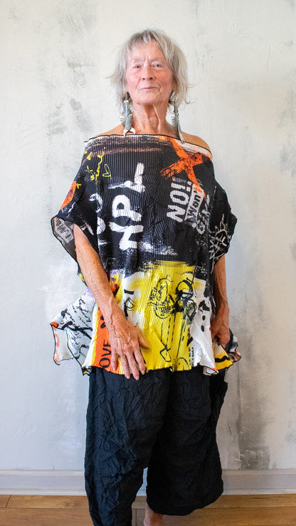 Pleated Graffiti Top