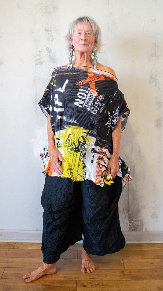Pleated Graffiti Top