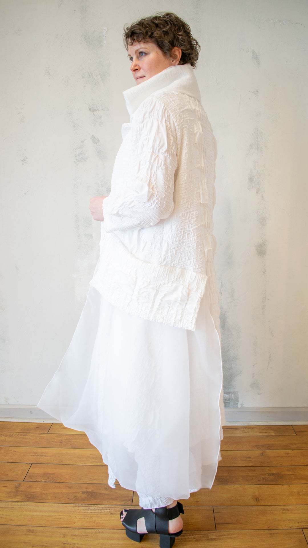 Pucker Knit Tulle Jacket