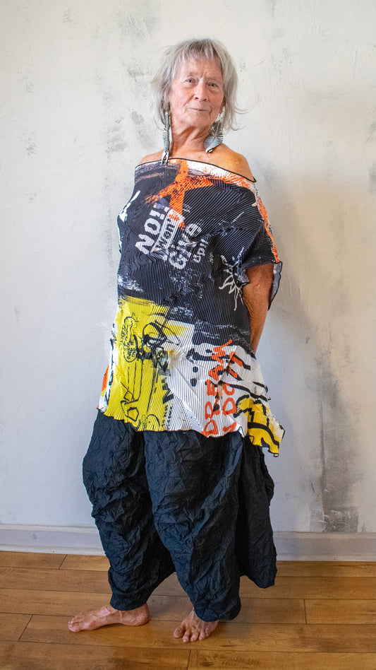 Pleated Graffiti Top