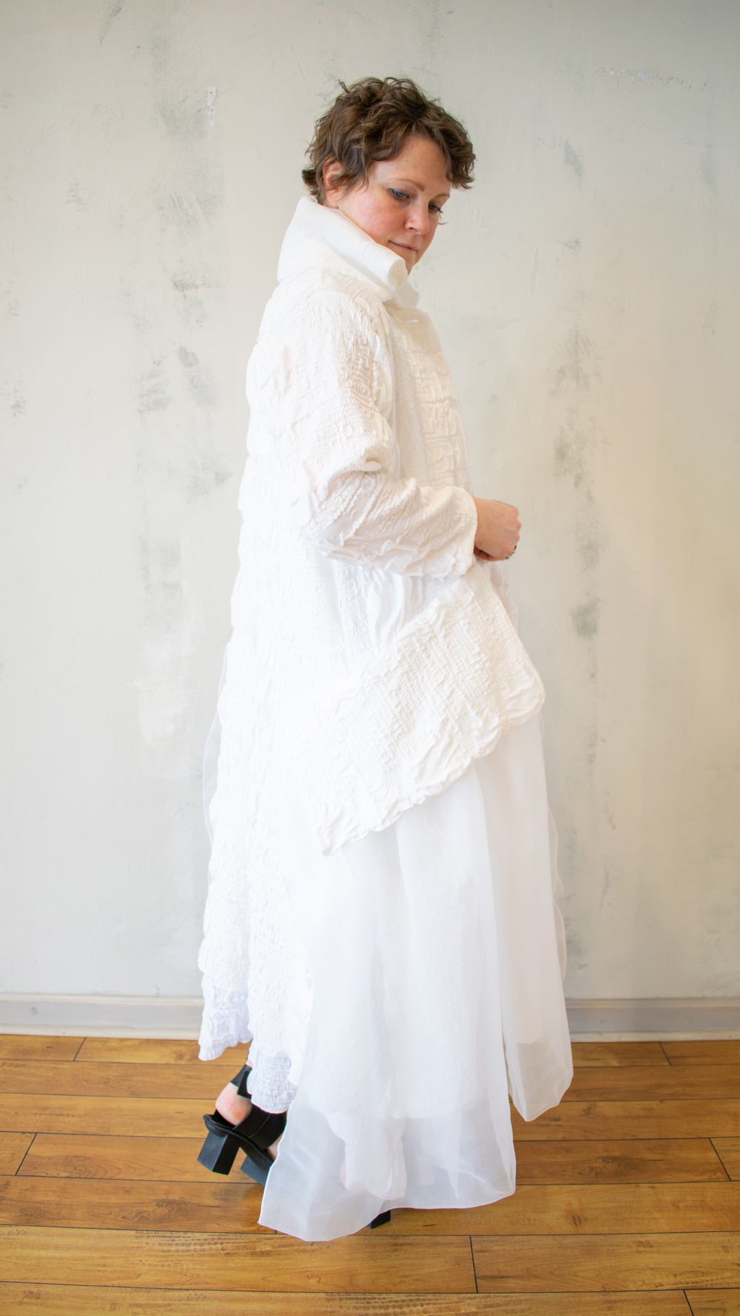 Pucker Knit Tulle Jacket