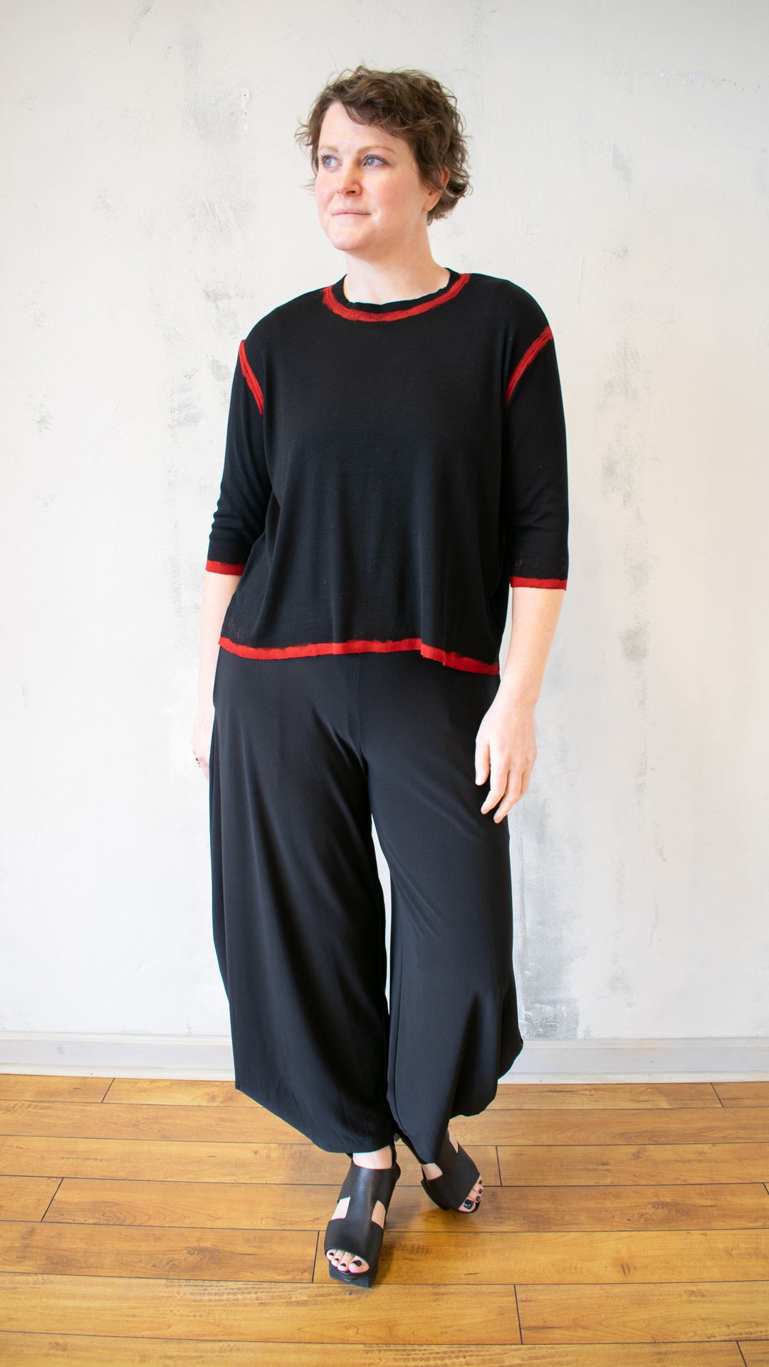 Red Contrast Long Sleeve Tee