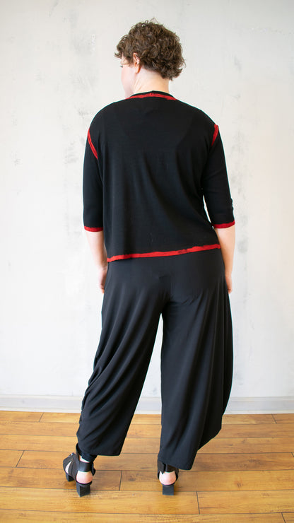 Red Contrast Long Sleeve Tee