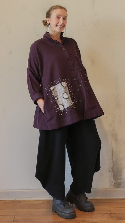 Plum Artistic Button-Up Tunic