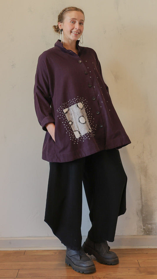 Plum Artistic Button-Up Tunic