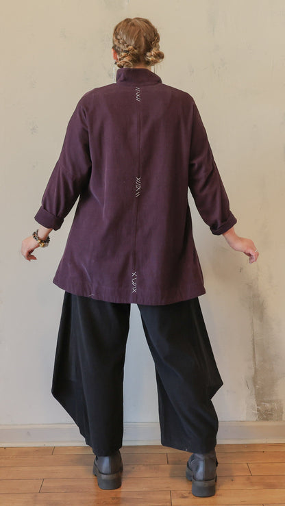 Plum Artistic Button-Up Tunic