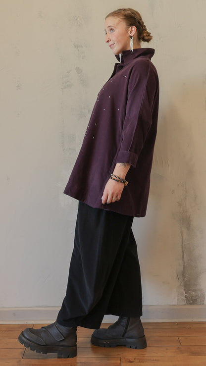 Plum Artistic Button-Up Tunic