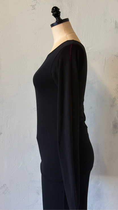 Long Sleeve shirt with red stiching on sleeves