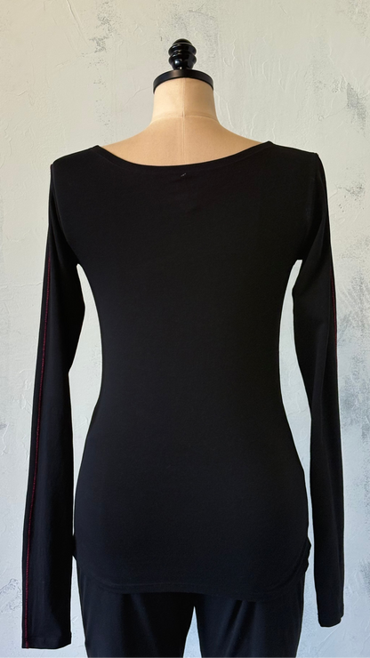 Long Sleeve shirt with red stiching on sleeves