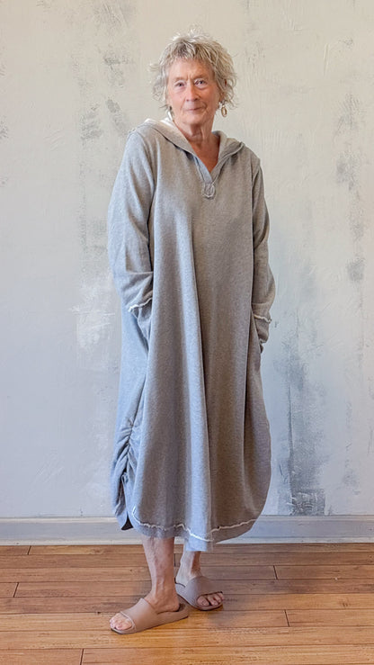 Hooded V-Neck Dress