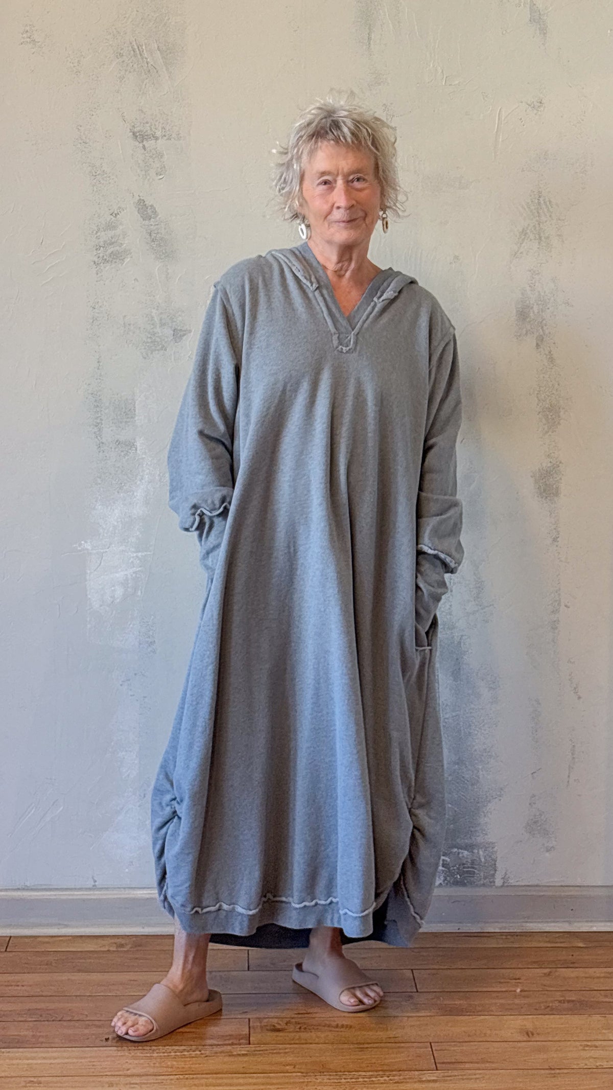 Hooded V-Neck Dress