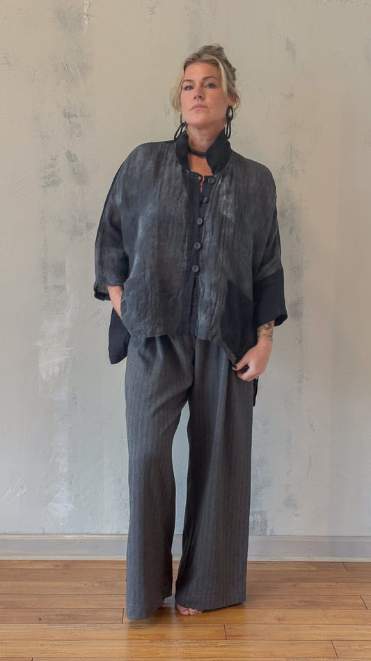 Textured Button-Front Top