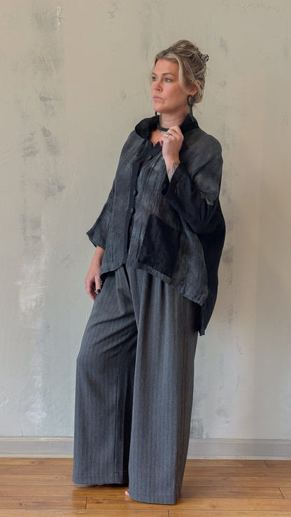 Textured Button-Front Top