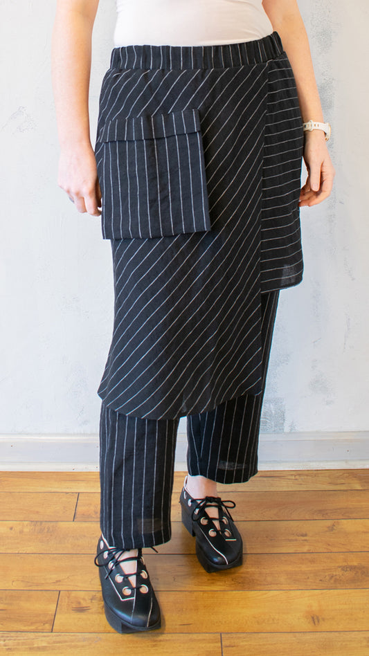 Artisan Wrap Trouser in Stripe Linen
