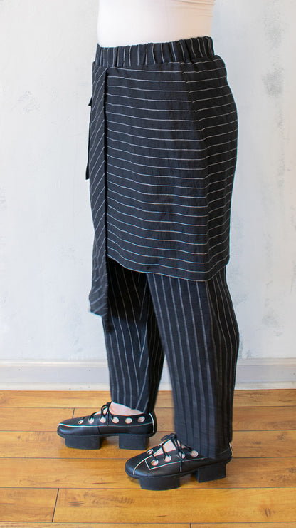 Artisan Wrap Trouser in Stripe Linen