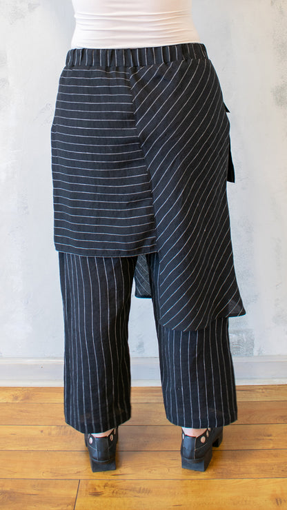 Artisan Wrap Trouser in Stripe Linen