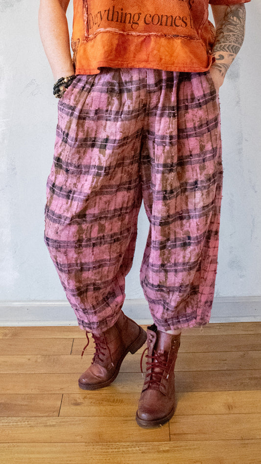 Soft Plaid Pant in Blush