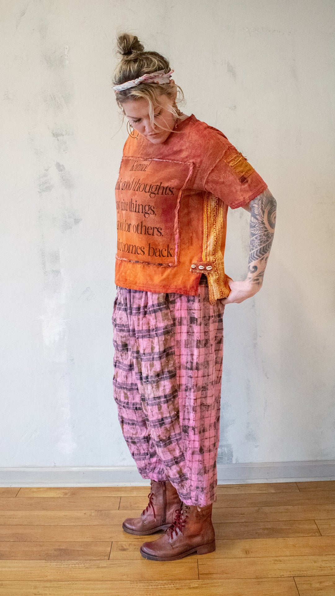 Soft Plaid Pant in Blush