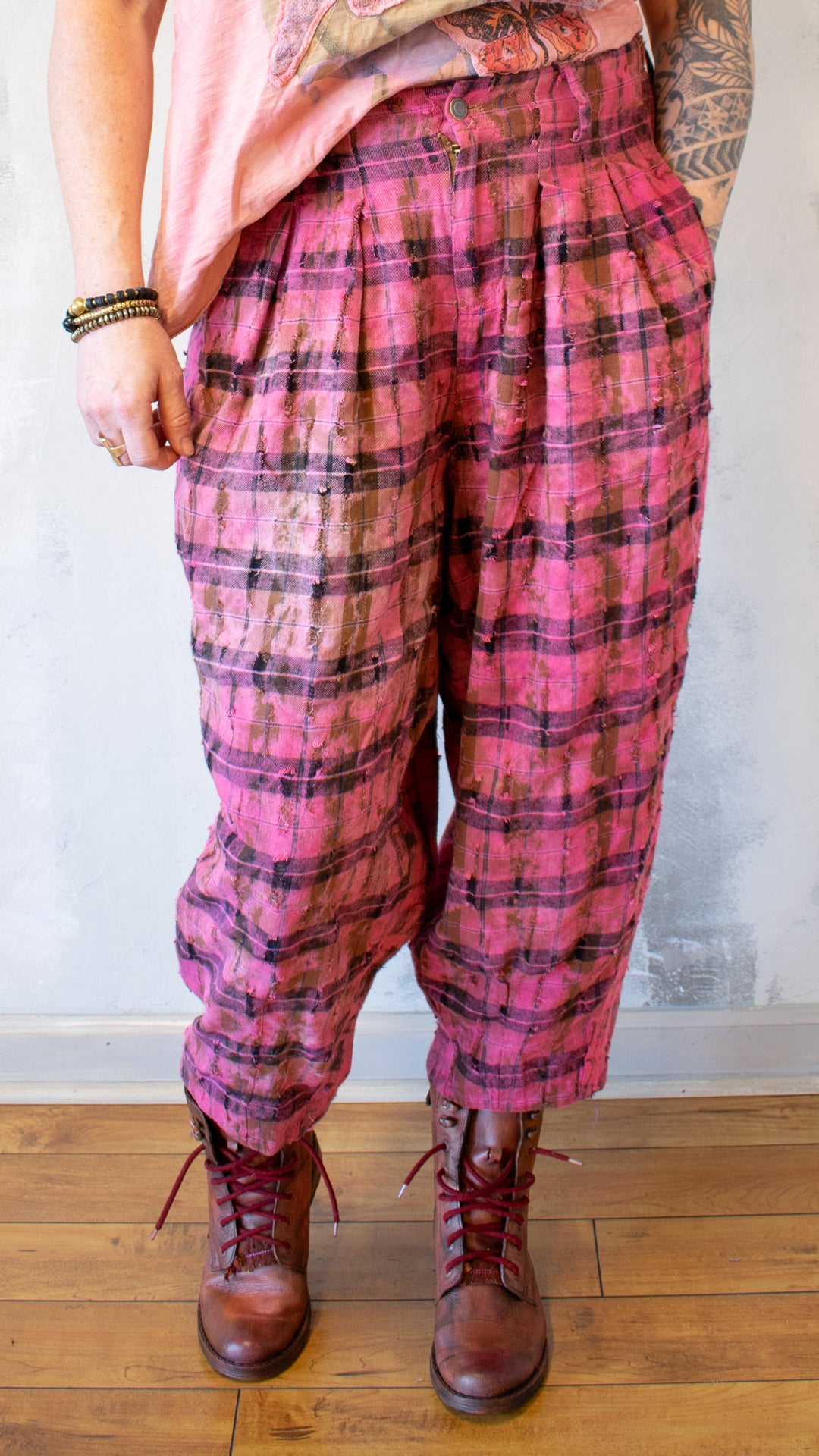 Soft Plaid Pant in Pink