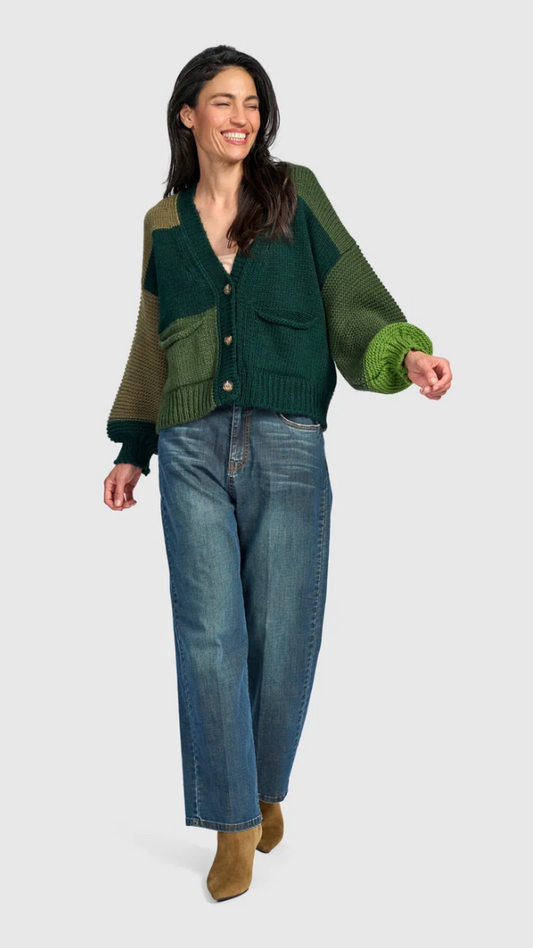 Carnival Chunky Knit Cardigan in Pine