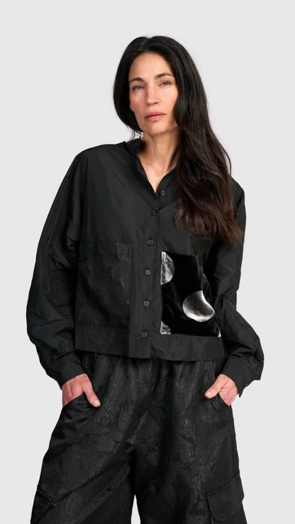 Blackthorn Camp Shirt in Black Taffeta