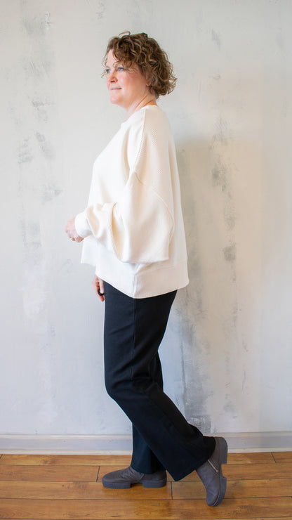 Margot Rippled Cotton Cropped Sweatshirt