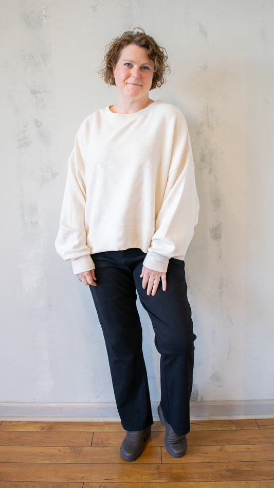 Margot Rippled Cotton Cropped Sweatshirt