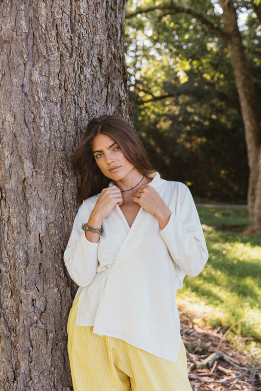 Zero-Waste Silk Uno Wrap Blouse